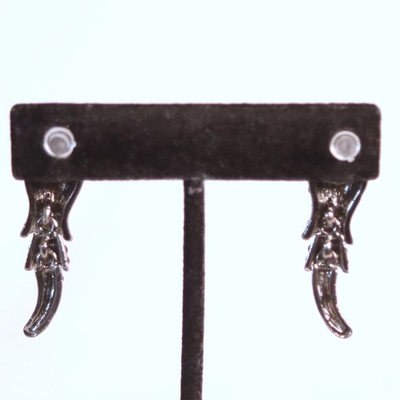 Articulated Tadpole Earrings Black Rhinestone Studded Marcasite - Picture 3 of 10